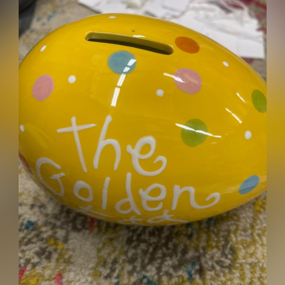 Coton Colors Yellow Polka Dot Piggy Bank